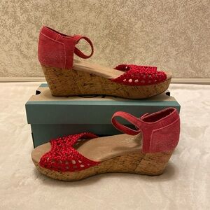 Toms Cherry Red Wedge Sandals